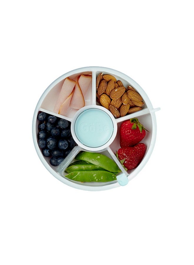 GOBE GoBe Kids Small Snack Spinner Flip Bundle with Hand Strap and Sticker Sheet - Reusable Snack Container with 5 Compartment Dispenser and Lid | BPA/PVC Free | Dishwasher Safe | No Spill- Macaron Blue - Image 1