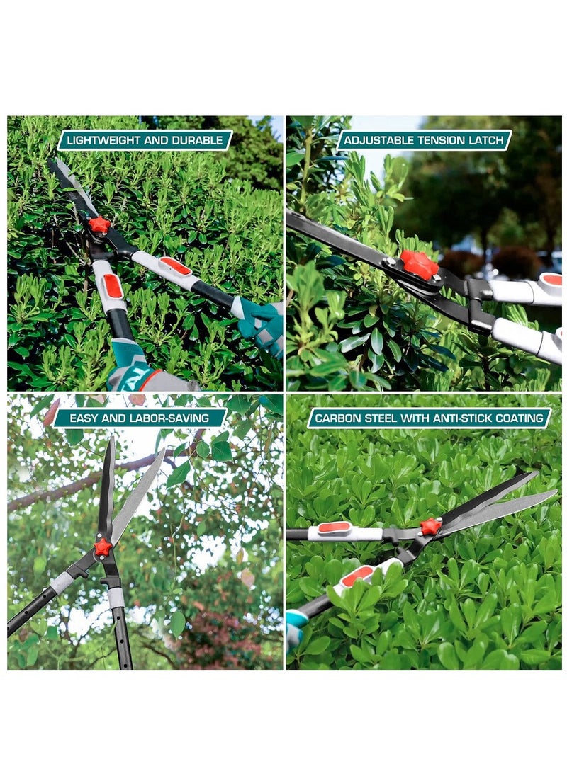 TOTAL Super TOTAL Telescopic Hedge Shear 710-860mm with SK5 Steel Blade - Wavy, Heat-Treated & Teflon-Coated for Efficient Cutting in Large Areas, Adjustable Length, Ideal for Garden Trimming and Pruning  - Image 4