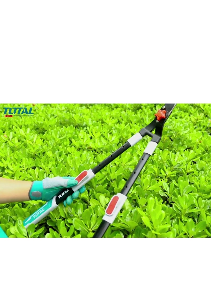 TOTAL Super TOTAL Telescopic Hedge Shear 710-860mm with SK5 Steel Blade - Wavy, Heat-Treated & Teflon-Coated for Efficient Cutting in Large Areas, Adjustable Length, Ideal for Garden Trimming and Pruning  - Image 5