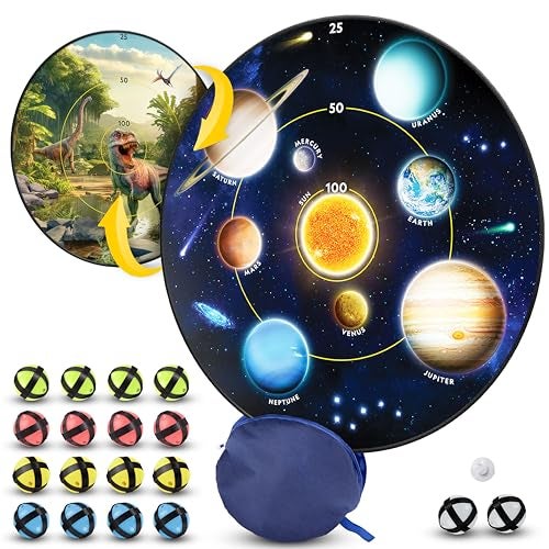 Blue Marble National Geographic Kids Glow in The Dark Dart Board for Kids Dart Ball Game Set with 28 Reversible Glowing Dartboard and Sticky Balls Indoor Games - Image 1