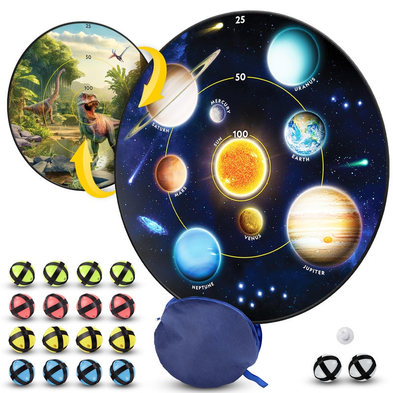 Blue Marble National Geographic Kids Glow in The Dark Dart Board for Kids Dart Ball Game Set with 28 Reversible Glowing Dartboard and Sticky Balls Indoor Games - Image 2