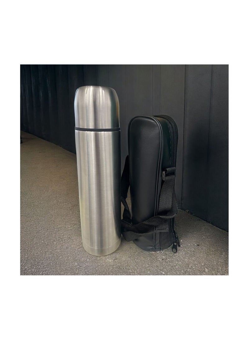 السيف  ترمس من ستانلس ستيل مع شنطة وكوب صغير سعة 1 لتر