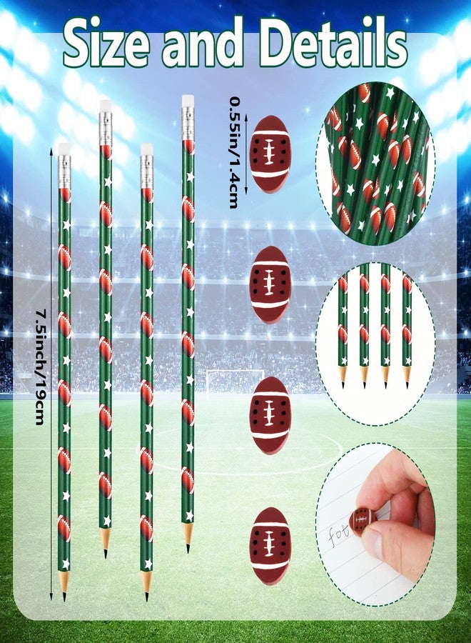 Tinlade 72 Pcs Football Pencils and Erasers for Kids Fun Wooden Pencils for Kids Boys Sports Themed Stuff Birthday Party Favors Gifts Goodie Bags Students Stationery Party School Office Supplies - Image 2