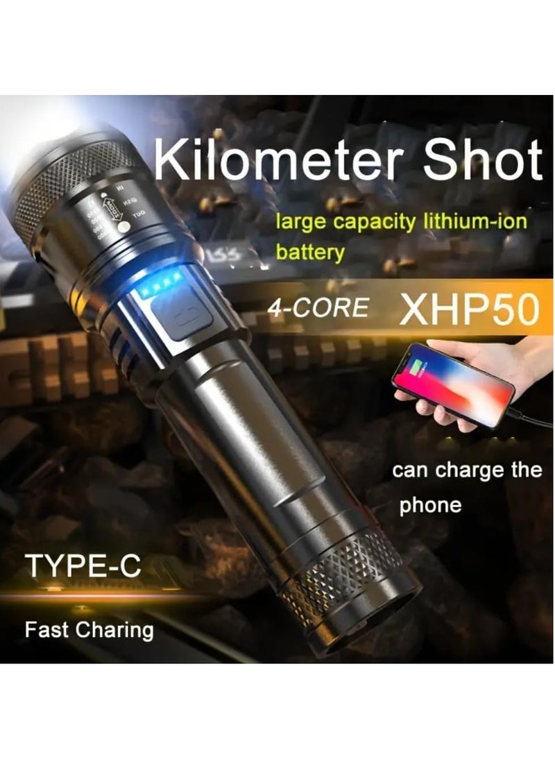 عربست Zoomable LED Flashlight 1 Pieces, High Lumens Rechargeable Tactical Flashlights, High Powered Super Bright Flashlight, 3 Modes Waterproof Handheld Flash Lights for Outdoor Home Camping Hiking  - Image 5