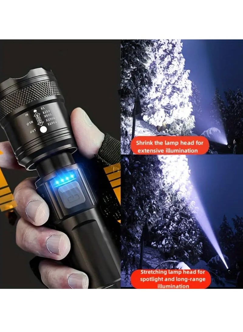 عربست Zoomable LED Flashlight 1 Pieces, High Lumens Rechargeable Tactical Flashlights, High Powered Super Bright Flashlight, 3 Modes Waterproof Handheld Flash Lights for Outdoor Home Camping Hiking  - Image 3