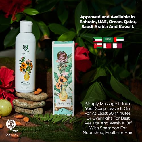 QAADU Herbal Hair Oil: Ayurvedic Blend with Amla, Bhringraj, Hibiscus & Coconut Oils – Redensyl, Non-Greasy, Hair Fall Control, Stronger, Thicker Hair & Healthy Scalp – For Men & Women – 200ml - Image 5
