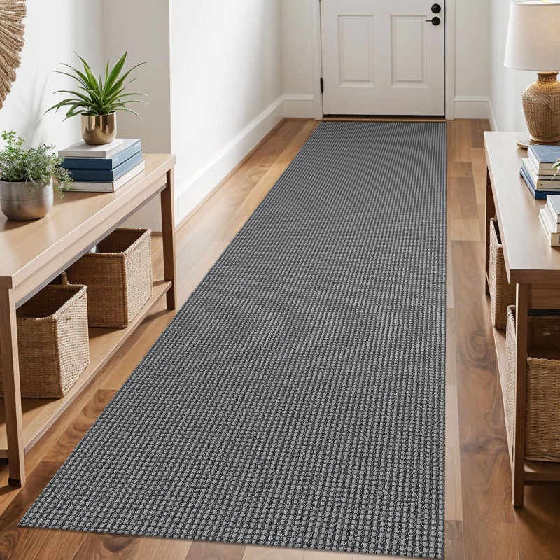 KOZYFLY Runners for Hallways 3x10 ft Washable Kitchen Runner Non Slip Rubber Backed Hallway Rugs Cotton Entryway Runner Rug Floor Carpet for Indoor Hall Backdoor Kitchen GreyDark Grey