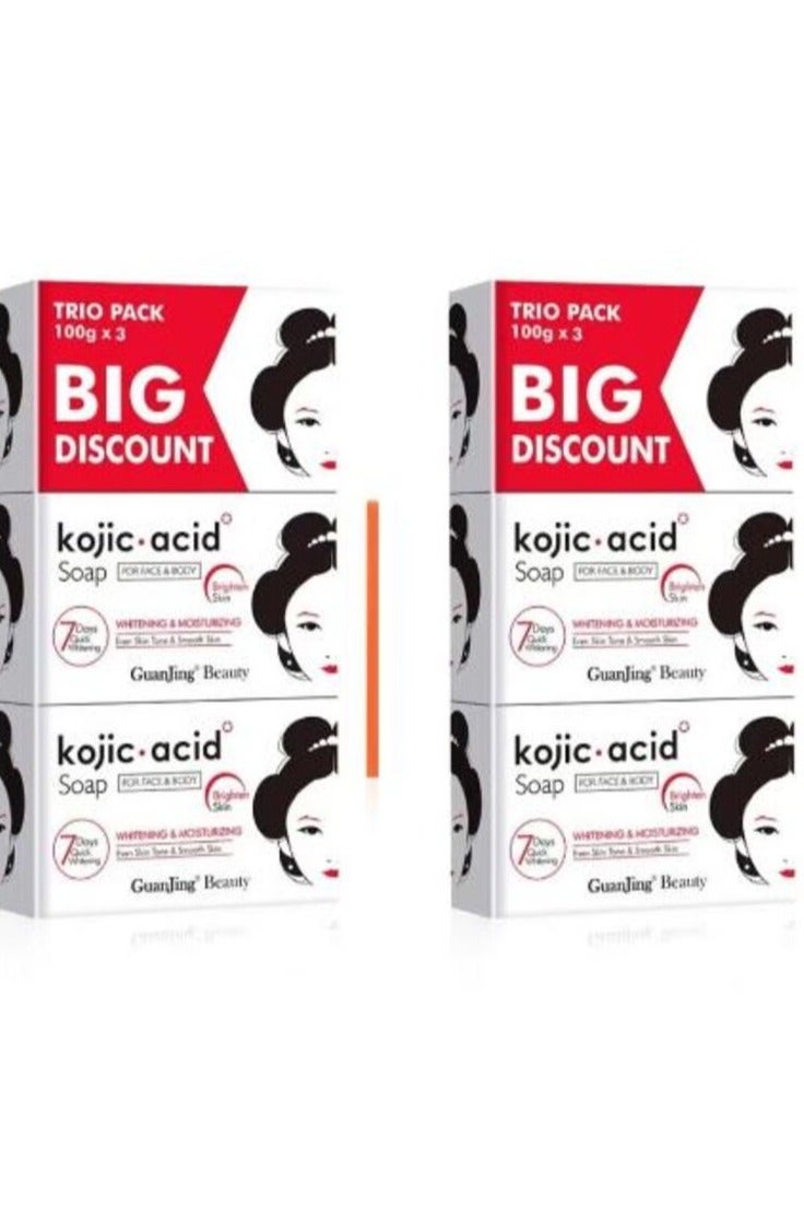 Kojic acid Soap Use to Whitening Moisturizing Face and Body Even Skin Tone 7 Days Quick Whitening Kojic Acid Soap 100 *3 g 2 Pcs