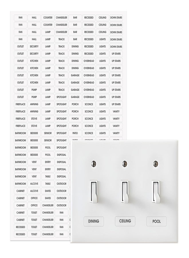 Rousrie Light Switch Sticker Set, 356 Pieces, Transparent Fan Labels for Home and Office Organization - Image 1