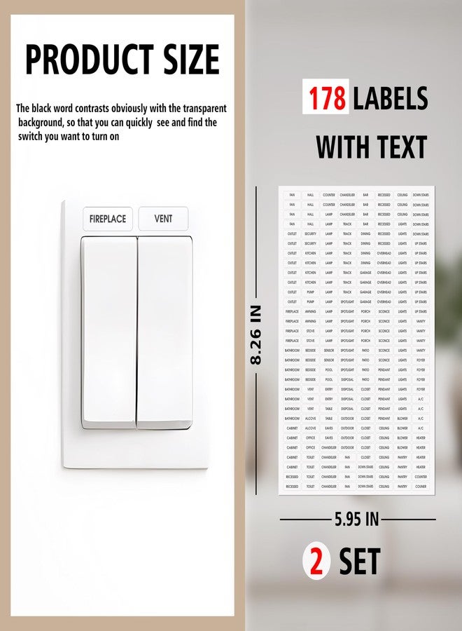 Rousrie Light Switch Sticker Set, 356 Pieces, Transparent Fan Labels for Home and Office Organization - Image 4