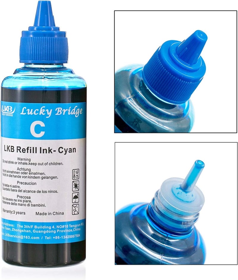 ال كيه بي طقم حبر إعادة التعبئة LKB 400ml Lucky Bridge 4x100ml لخراطيش HP 950 951 60 61 952 902 901 61 60 62 63 21 22 920 940 934 564 932 933 711 970 971 92 94 95 96 97 أو نظام CIS CISS مجموعة 4 ألوان (400 مل) - الولايات المتحدة - Image 5