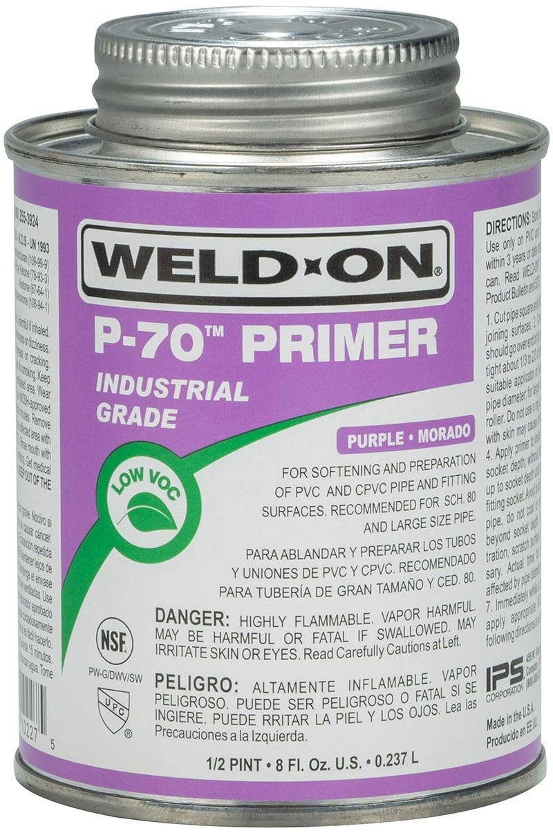 WELDON 10227 P-70 Industrial Grade PVC/CPVC Non-Bodied Primer - Fast Acting and Low-VOC, Purple, 1/2 Pint (8 fl oz) - Image 5