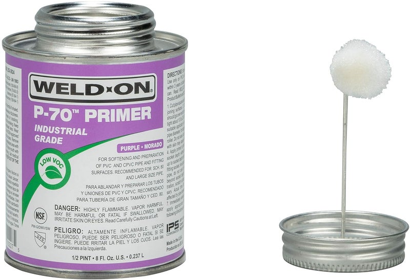 WELDON 10227 P-70 Industrial Grade PVC/CPVC Non-Bodied Primer - Fast Acting and Low-VOC, Purple, 1/2 Pint (8 fl oz) - Image 3
