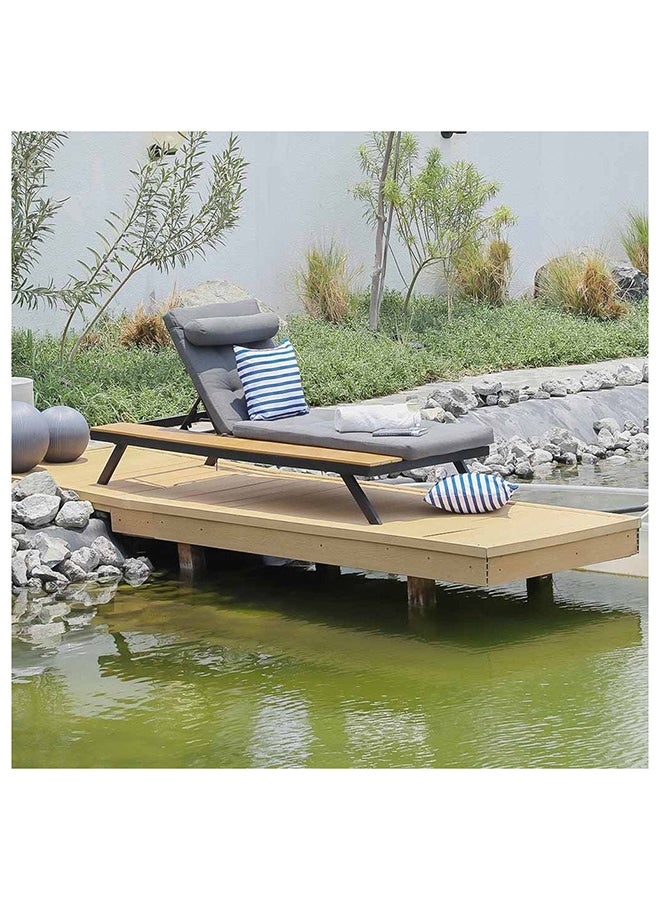 DANUBE HOME Sunny Lounger With Side Table Modern Design Poolside Louge Chair Single Seater Sun Bed Heavy Duty Lounge Recliner Chairs For Outdoor Garden Pool SideL 199xW 87xH 30 88 cm Grey - Image 1