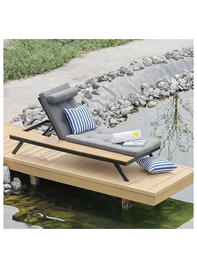 DANUBE HOME Sunny Lounger With Side Table Modern Design Poolside Louge Chair Single Seater Sun Bed Heavy Duty Lounge Recliner Chairs For Outdoor Garden Pool SideL 199xW 87xH 30 88 cm Grey - Image 2