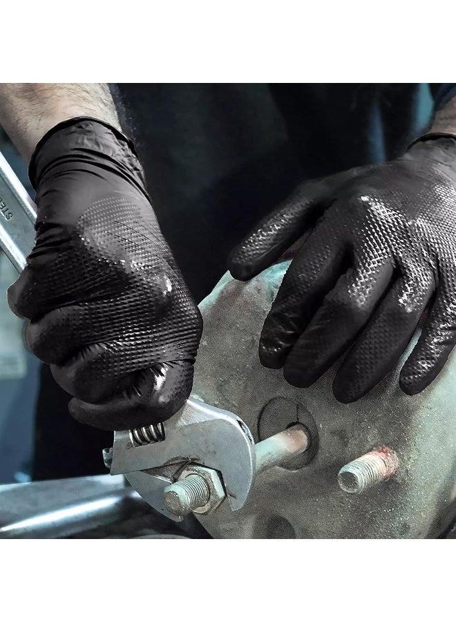 Titanflex Thor Grip Heavy Duty Black Industrial Nitrile Gloves With Raised Diamond Texture, 8-Mil, Latex Free, 100-Ct Box - Image 4