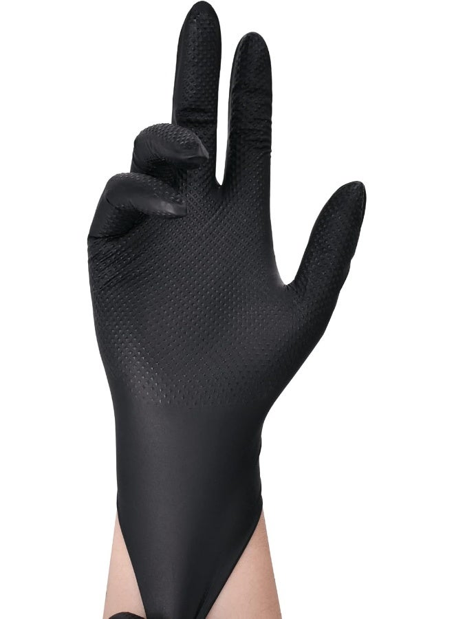 Titanflex Thor Grip Heavy Duty Black Industrial Nitrile Gloves With Raised Diamond Texture, 8-Mil, Latex Free, 100-Ct Box - Image 3