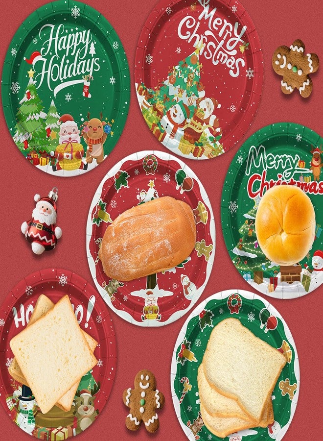 PTECDROTS 60Pcs Christmas Plates - 9" Disposable Paper Dinner Plates Santa Claus Snowman Decorations for Winter Holiday New Year Christmas Party Supplies - Image 3