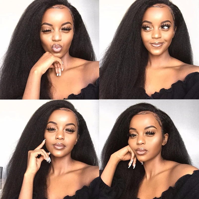 FQ Kinky Straight Bundles Human Hair 18 inch Yaki Straight Hair 1 Bundle 10A Brazilian Kinky Straight Human Hair Weave Extensions For Black Women 100g/bundle Natural Color - Image 4