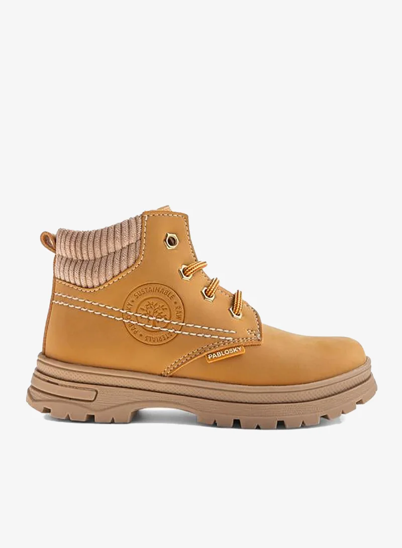 Pablosky Boys Ribbed Hook and Loop Ankle Length Boots