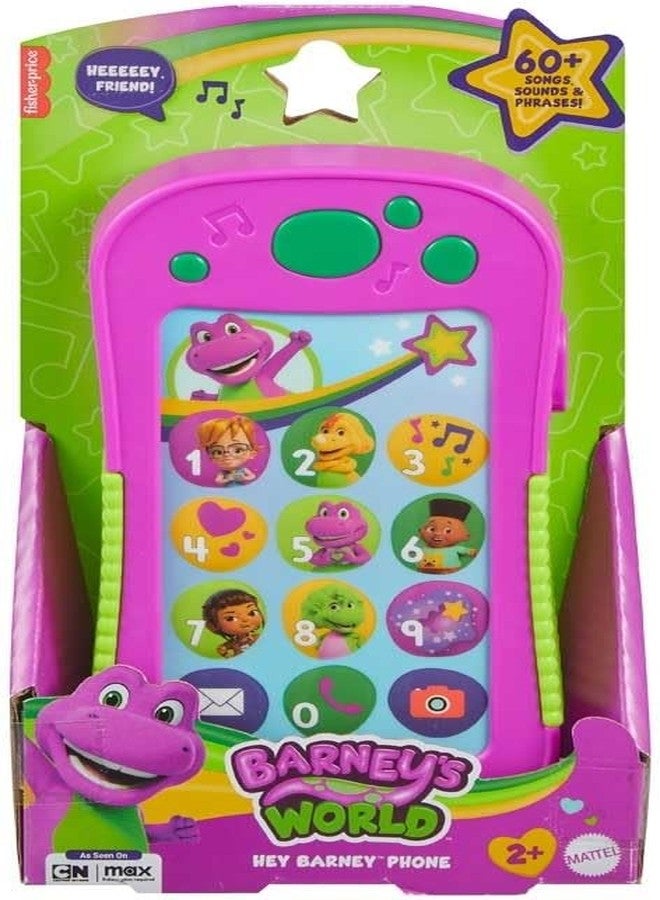 Barney 's World Toddler Toy - Hey Telephone with Music, Lights and Phrases for Children Aged 2 and up, Multilingual: English, Italian, French, German and Dutch, JGT55