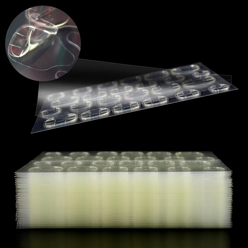 SIUSIO 840 PCS Thin Breathable Nail Adhesive Tabs False Nail Tips 35 Sheets Super Sticky Double Sided Jelly Adhesive Tabs Nail Glue for Manicure Fake Nail12 Sizes
