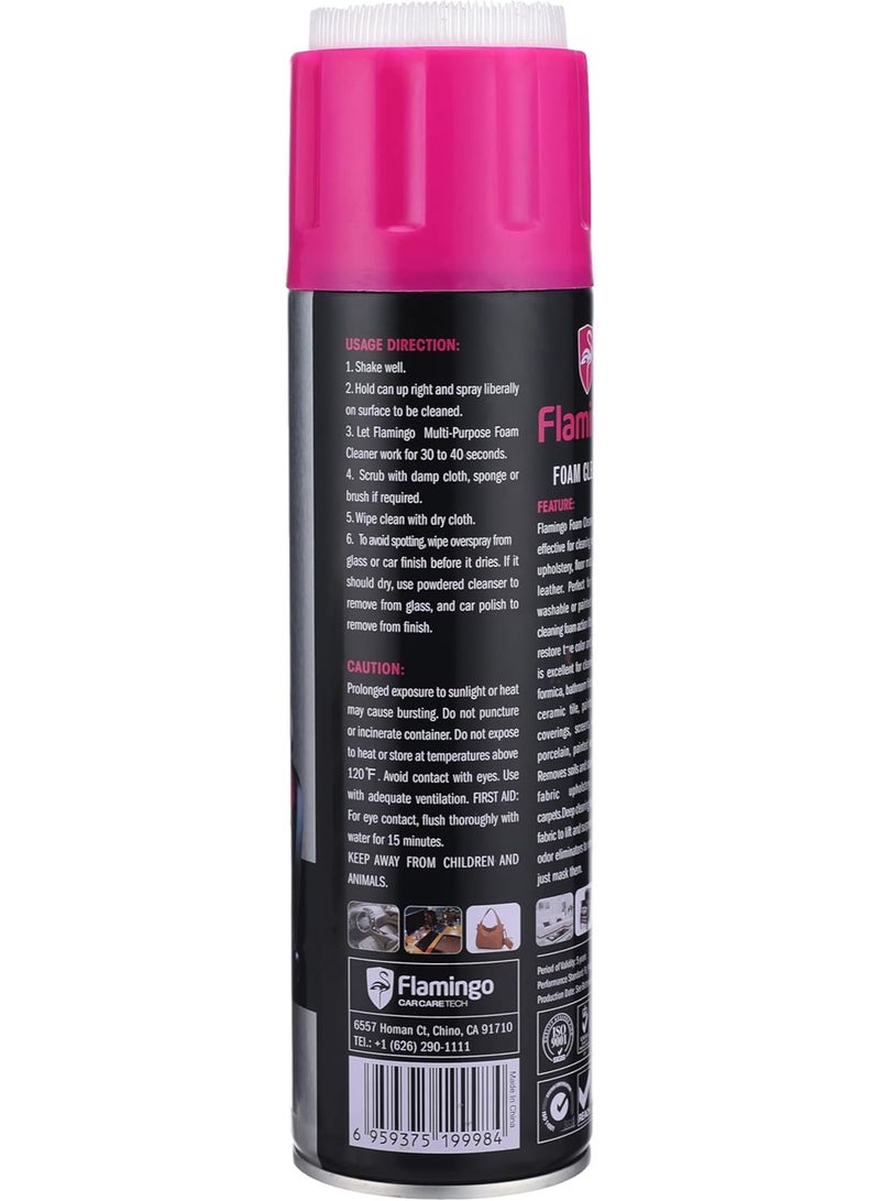 Flamingo Multi-Purpose Foam Cleaner (650ml) - Deep Cleaning for Car Upholstery, Fabric, Carpets, Vinyl, & Leather - Car & Home Interior Cleaner - Image 3
