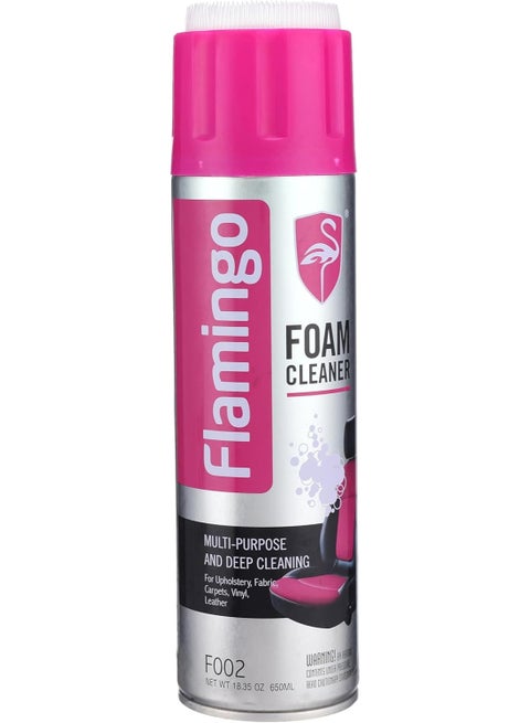 Flamingo Multi-Purpose Foam Cleaner (650ml) - Deep Cleaning for Car Upholstery, Fabric, Carpets, Vinyl, & Leather - Car & Home Interior Cleaner