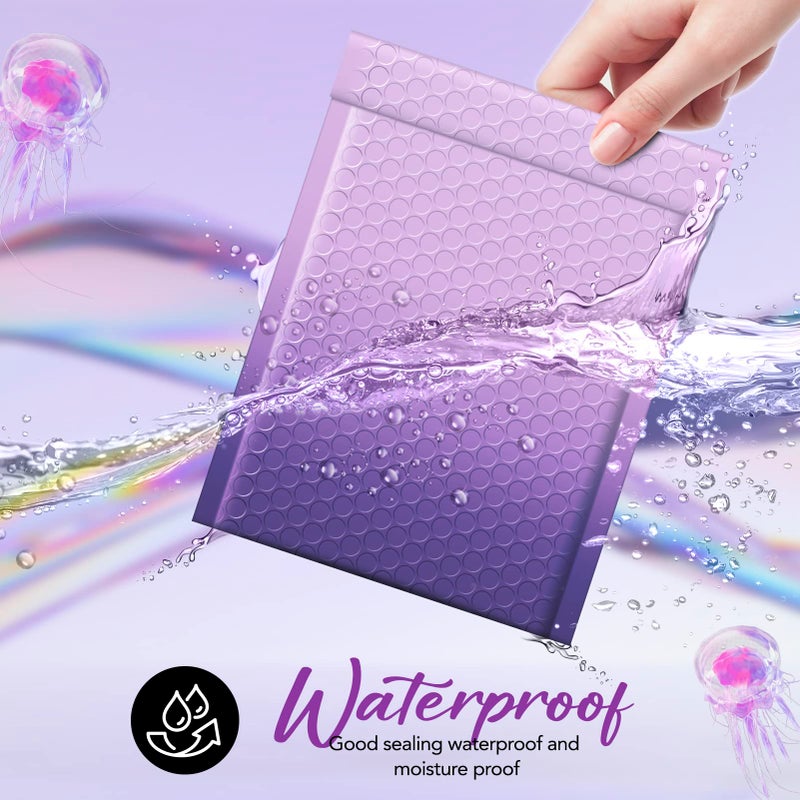 Fuxury Opaque Bubble Mailers 6x10 Inch 100 Pack Gradient Purple Padded Envelopes Usable Size 6x9" Strong Adhesion Bubble Shipping Envelopes for Mailing Jewelry, Makeup #0 Thick Bubble Padded Mailer - Image 3