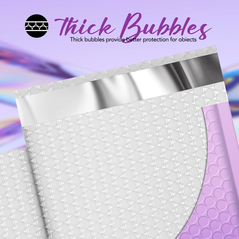 Fuxury Opaque Bubble Mailers 6x10 Inch 100 Pack Gradient Purple Padded Envelopes Usable Size 6x9" Strong Adhesion Bubble Shipping Envelopes for Mailing Jewelry, Makeup #0 Thick Bubble Padded Mailer - Image 4