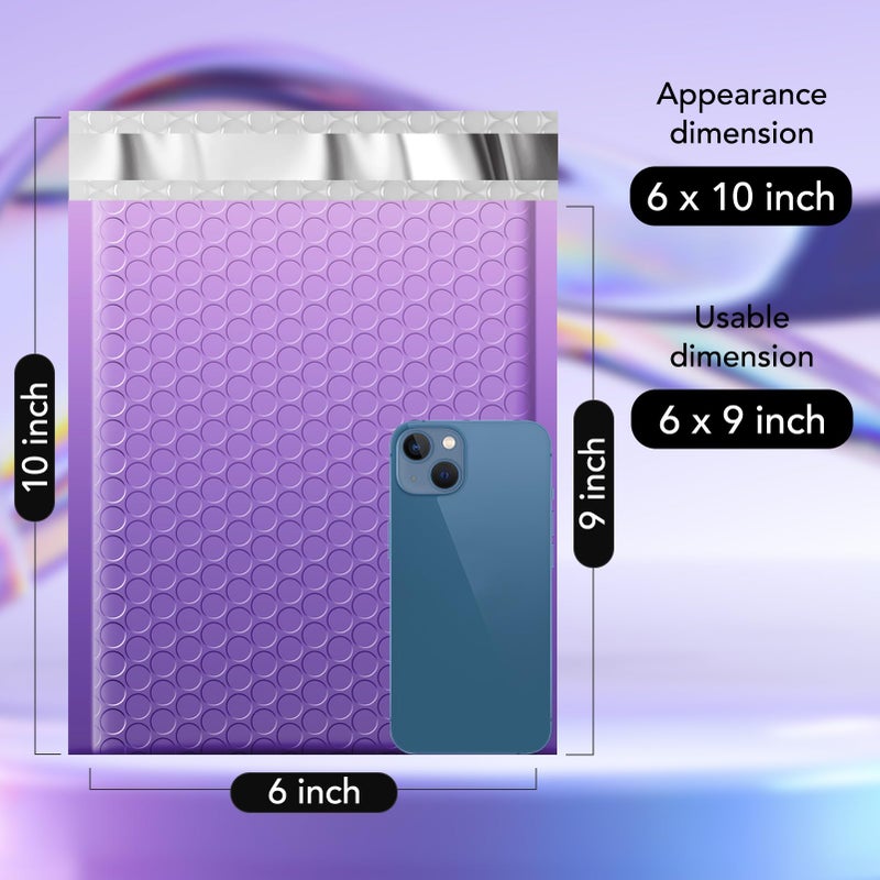 Fuxury Opaque Bubble Mailers 6x10 Inch 100 Pack Gradient Purple Padded Envelopes Usable Size 6x9" Strong Adhesion Bubble Shipping Envelopes for Mailing Jewelry, Makeup #0 Thick Bubble Padded Mailer - Image 2
