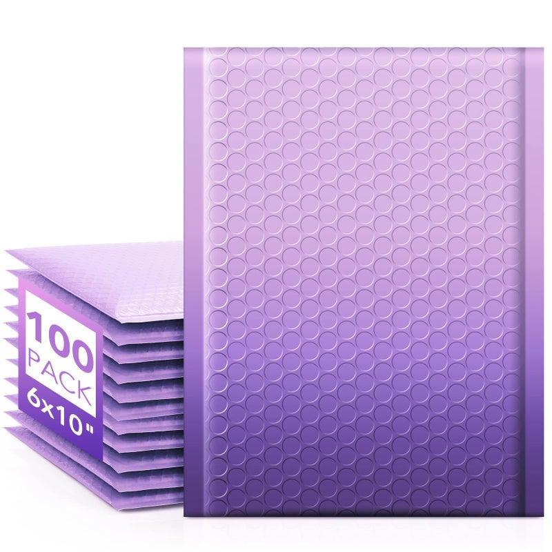Fuxury Opaque Bubble Mailers 6x10 Inch 100 Pack Gradient Purple Padded Envelopes Usable Size 6x9" Strong Adhesion Bubble Shipping Envelopes for Mailing Jewelry, Makeup #0 Thick Bubble Padded Mailer - Image 1