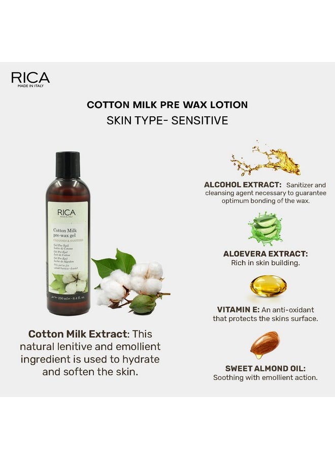 Rica Cotton Milk Pre Wax Gel Cleansing Waxing Hair Cleaning with Natural Extracts for Hydration & Softening Skin - 250ml - pzsku/Z027538CA0215F0608887Z/45/_/1738306958/694d7ff9-af33-464d-81fa-5a31ef56cc65