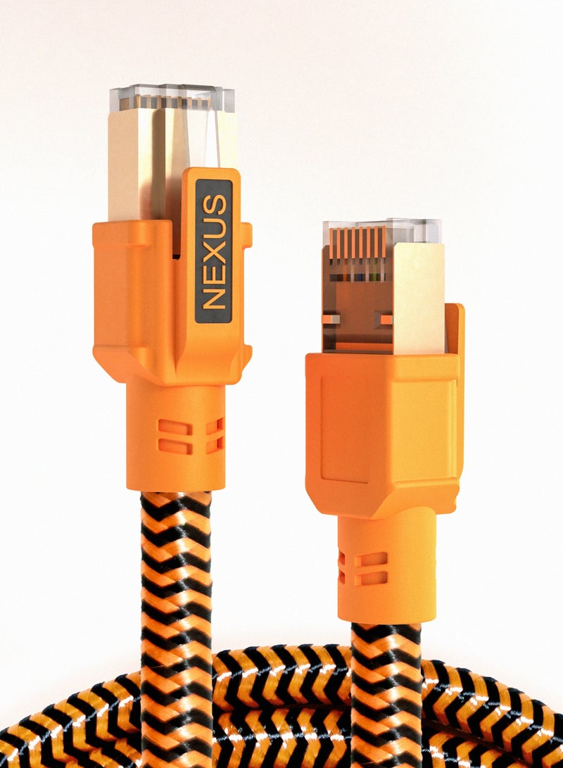 NEXUS CAT8 Network Cable 2M FULL COPPER Ethernet Cable High-Speed 40Gbps 2000MHz RJ45 Braided and Shielded Ethernet Cable Compatible with Ethernet Switches PS5 PC Router TV Xbox (2M) - Image 1