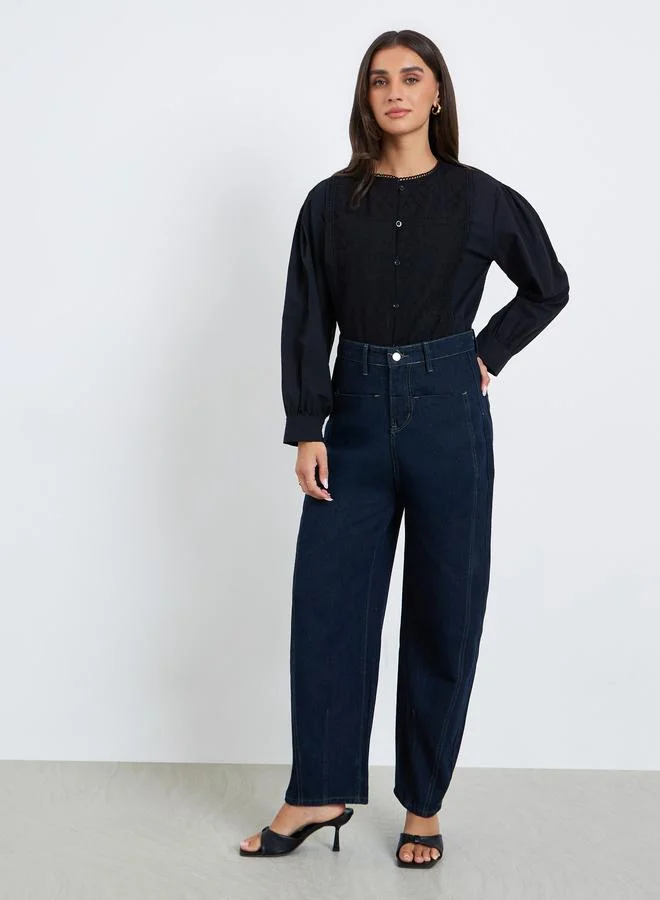 Styli Women Embroidered Front Panel Blouse