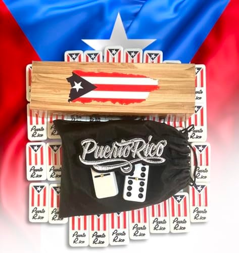 PRK 14 Puerto Rico Dominoes Set Adults Large No Box Comes Travel Domino Bag Set Puerto Rican Flag Dominos Doubles Six Boricua Accessories - Image 1