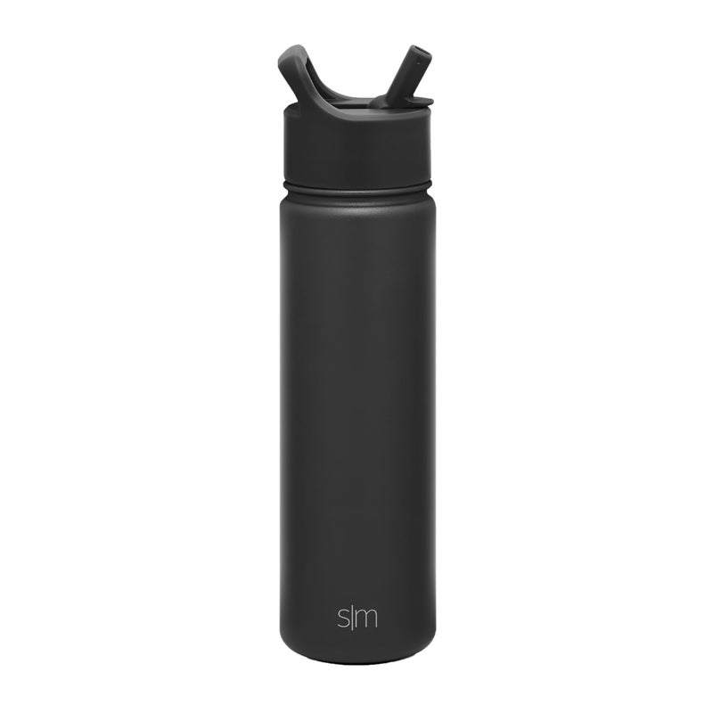Simple Modern Water Bottle with Straw Lid Vacuum Insulated Stainless Steel Metal Cup Bottles | Reusable Leak Proof BPA-Free Flask for Gym Sports | Summit Collection | 22oz, Midnight Black - Image 1