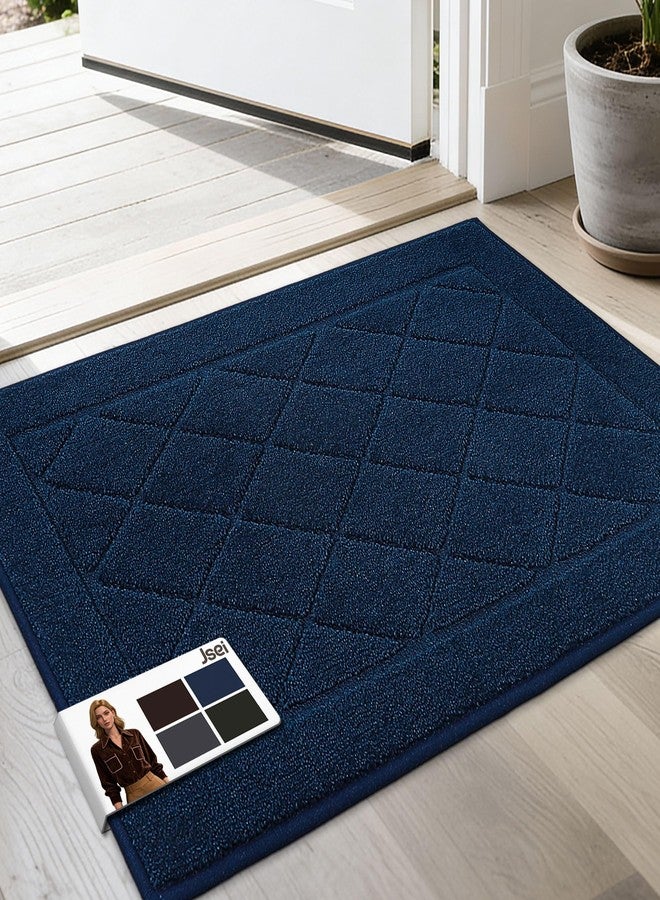 JSEI Dirt Trapper Door Mat 20"x32", Non-Slip Washable Entryway Mats, Dog Door Mat, Stain Resistant and Absorbent Floor Mats, Low Profile Welcome Mat for Front Back Door, Navy Blue - Image 1