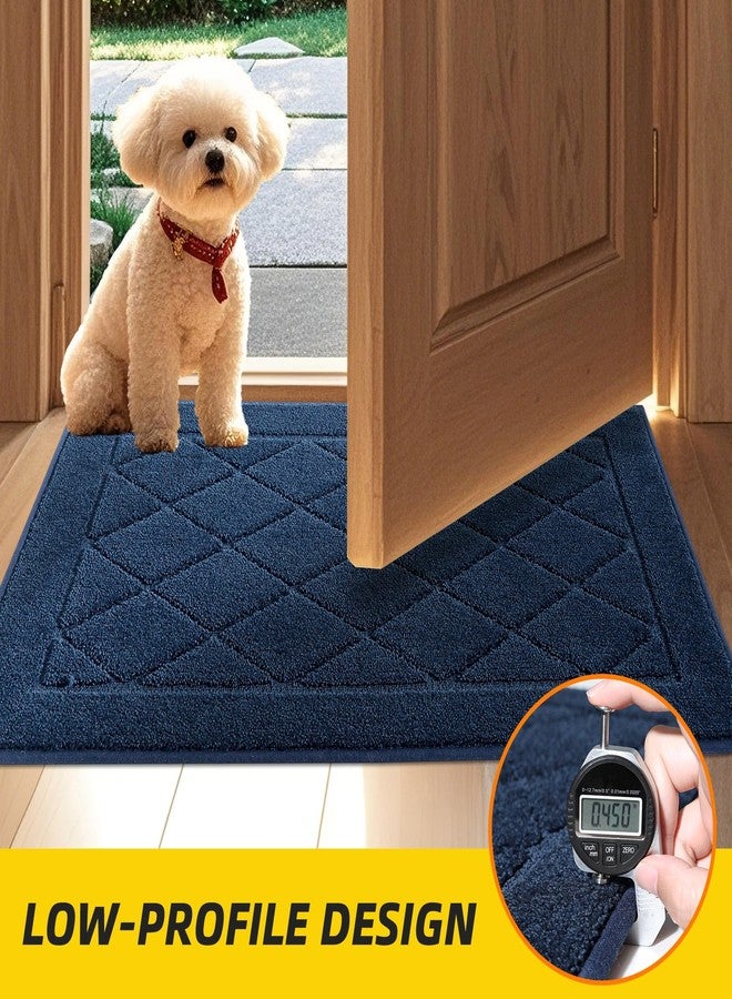JSEI Dirt Trapper Door Mat 20"x32", Non-Slip Washable Entryway Mats, Dog Door Mat, Stain Resistant and Absorbent Floor Mats, Low Profile Welcome Mat for Front Back Door, Navy Blue - Image 5