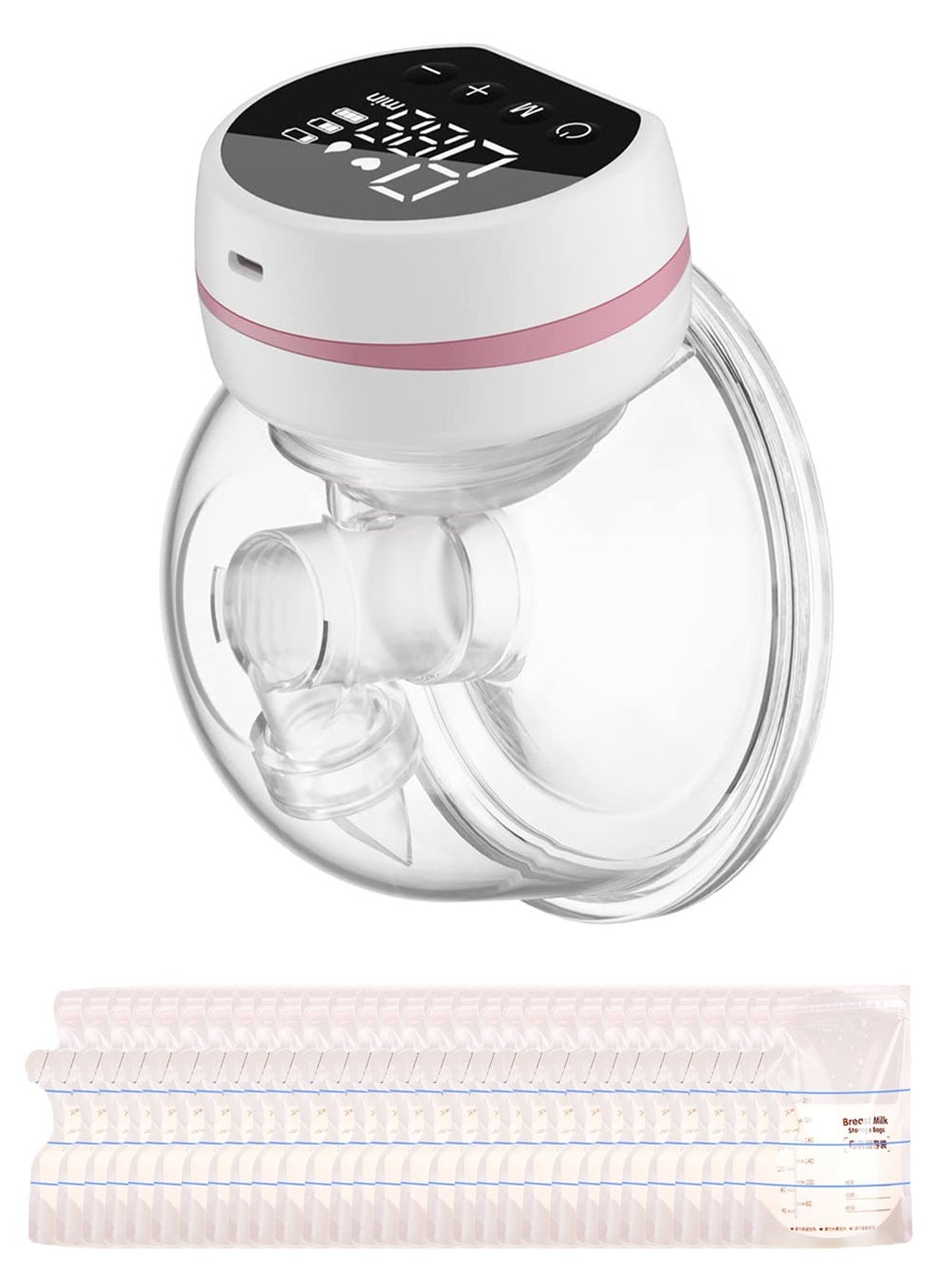 Arabest Wearable Hands-Free Breast LCD Pump With 3 Mode And 9 Levels And 30 Breast Collection Bags 