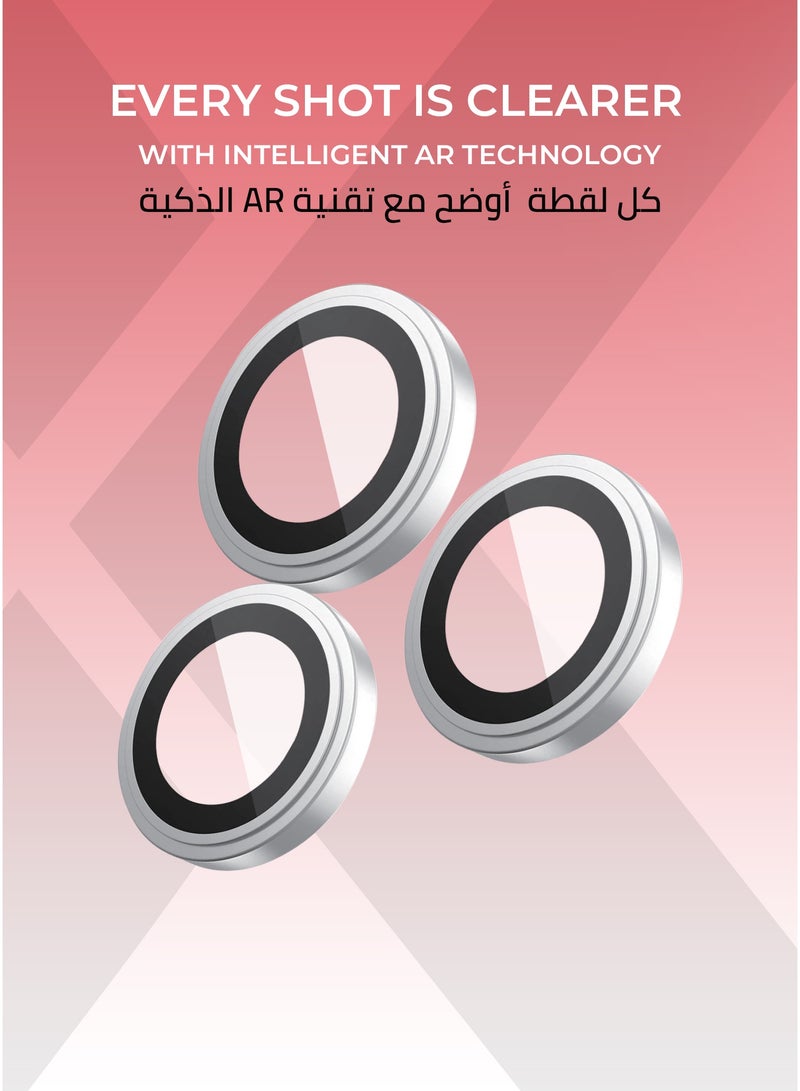 زوندا قطعتان من واقي عدسة الكاميرا ايفون 17 برو/ برو ماكس لون فضي -  وضوح عالي الدقة, تركيب سهل ودقيق، مقاوم للخدش. - Image 4