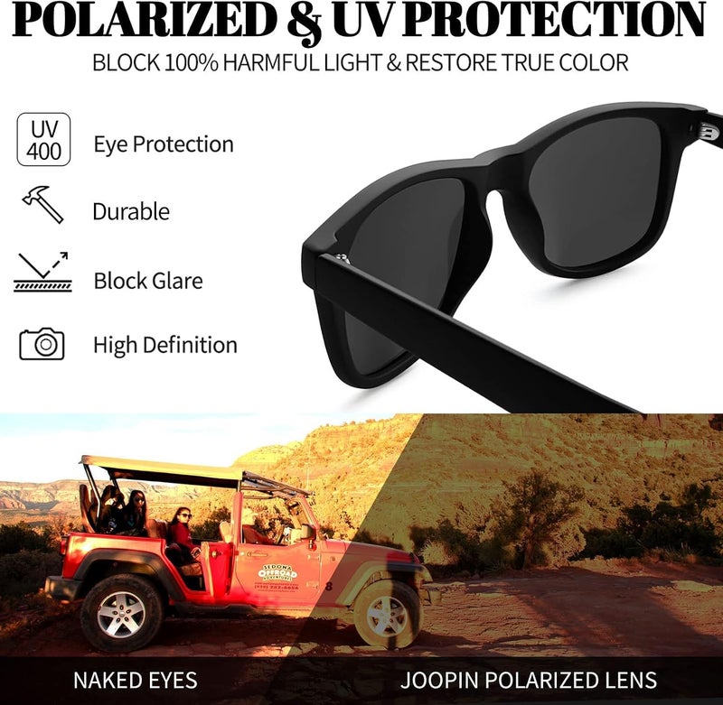 Joopin Square Sunglasses Men Women Polarized UV Protection Classic Trendy Lightweight Designer Sun Glasses for Driving Fishing Hiking Golf - Image 3