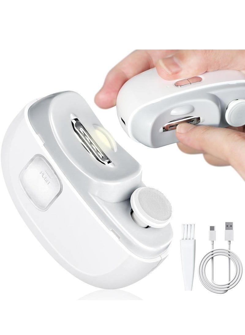 MIXDE Electric Nail Clippers, 2-in-1 Electric Polishing Automatic Nail Clippers Pro with Light Trimmer Nail Cutter Manicure for Baby Elderly Care Tools, elecctric nail trimmer  - Image 1