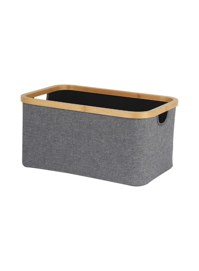 DANUBE HOME Velora Foldable Laundry Basket Bamboo Storage Bin With Fabric Large Organizer 45.5X35.5X22.5 Cm