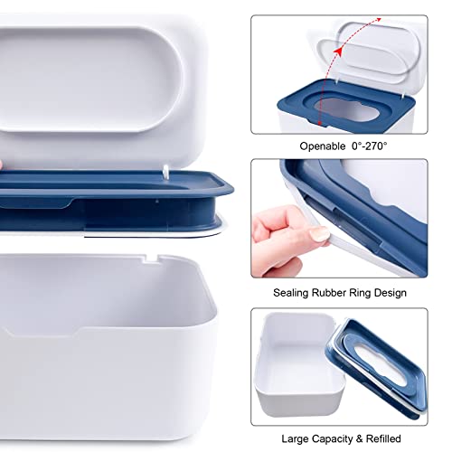 KALYLOC 8Pcs Baby Wipes Dispenser, Reusable Baby Wipe Holder Box and Portable Wet Wipes Pouch, Refillable Wipes Pouch Case Container with Lid for Bathroom Baby Nursery Kitchen Office Travel (Blue+Orange) - Image 5
