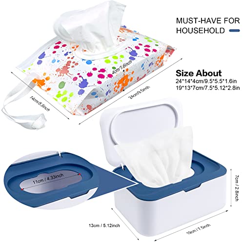 KALYLOC 8Pcs Baby Wipes Dispenser, Reusable Baby Wipe Holder Box and Portable Wet Wipes Pouch, Refillable Wipes Pouch Case Container with Lid for Bathroom Baby Nursery Kitchen Office Travel (Blue+Orange) - Image 2