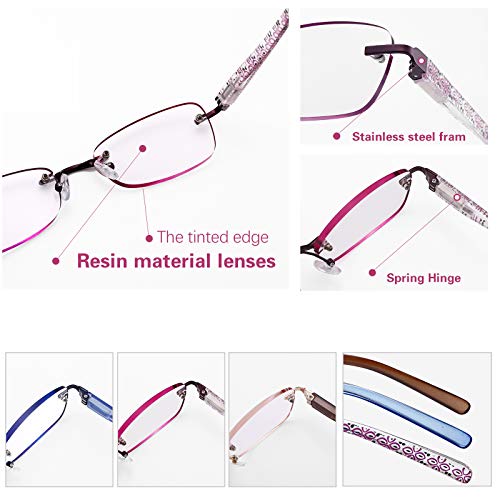 FEIVSN 3-Pack Rimless Reading Glasses For Women, Lightweight Spring Hinge Readers, Classic Elegant Artistic Eyeglasses UV 400 (Mix 2.5 Etc) - Image 3