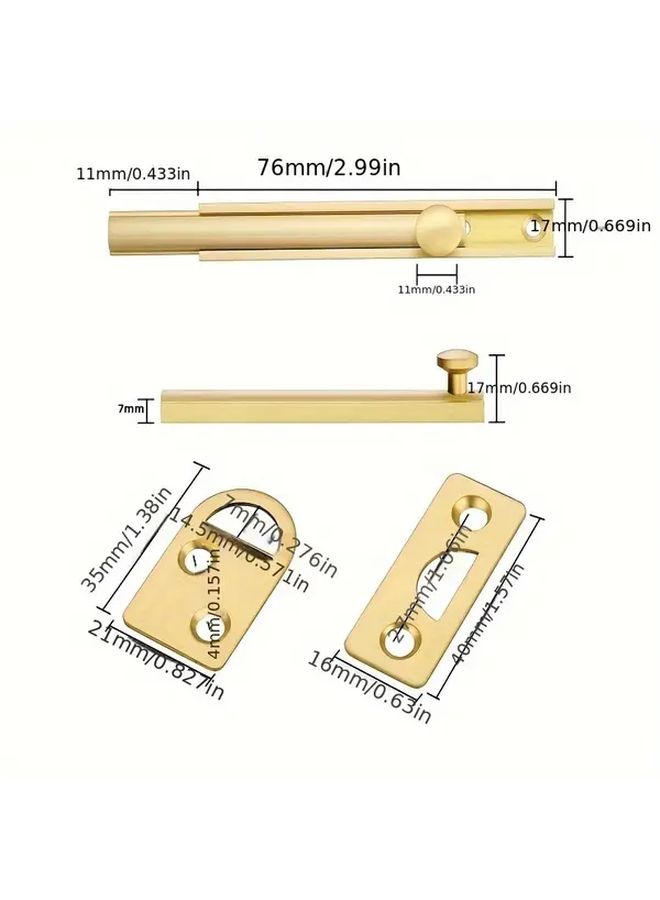 Solid Brass Sliding Bolt Lock Heavy Duty Surface Mount for Doors Windows Wardrobe - Image 3
