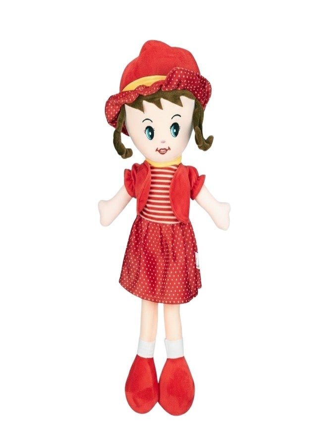 MABLE Winky Doll Soft Plush Toy for Girls | Super Cuddly Stuffed Doll for Kids & Toddlers | Cute Baby Doll Toy for Playtime & Bedtime (Red, 40CM) - Image 1