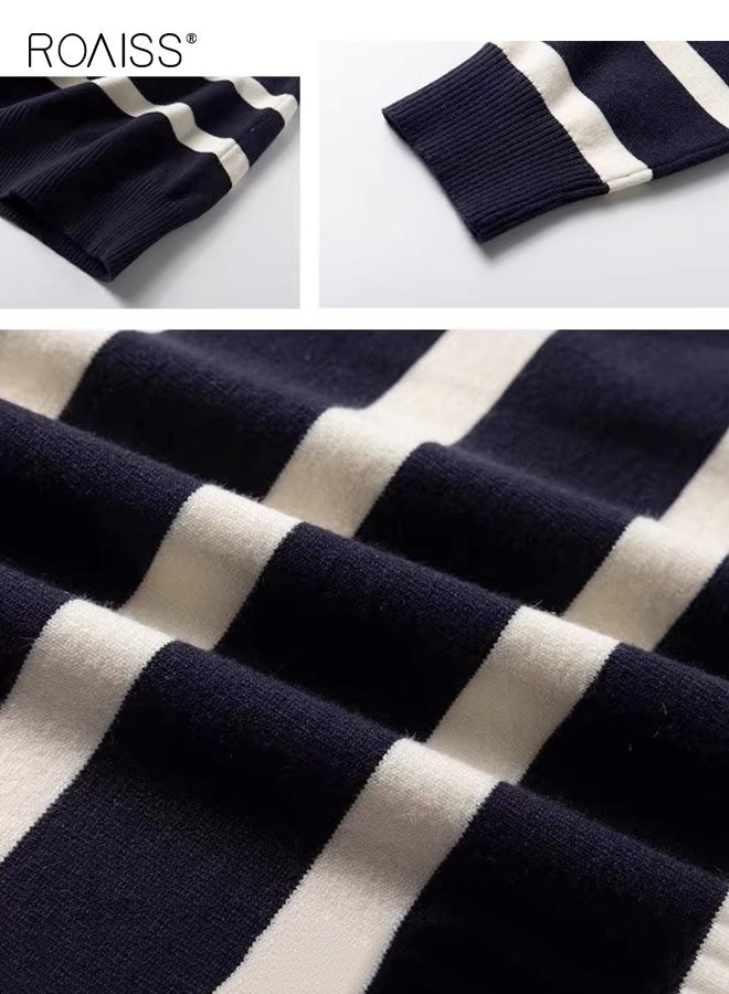 رويس قميص رجالي مخطط بألوان متعددة مناسب للخريف والشتاء بأكمام طويلة وتصميم عصري بألوان متعددة، مصنوع من نسيج مطاطي ناعم ومريح، مثالي للأسلوب اليومي غير الرسمي - Image 3